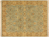 handmade Traditional Design Blue Ivory Hand Knotted RECTANGLE 100% WOOL area rug 4x6